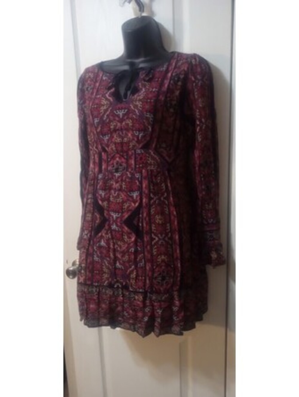 Patrons of Peace Boho Dress Size S Long Sleeve Knee Length GUC
